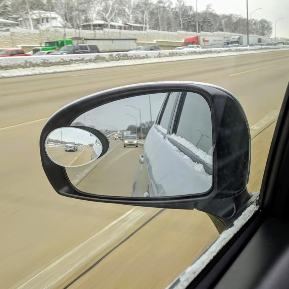 Ampper Blind Spot Mirror, 2" Round HD Glass Frameless Convex Rear View Mirror, Pack of 2