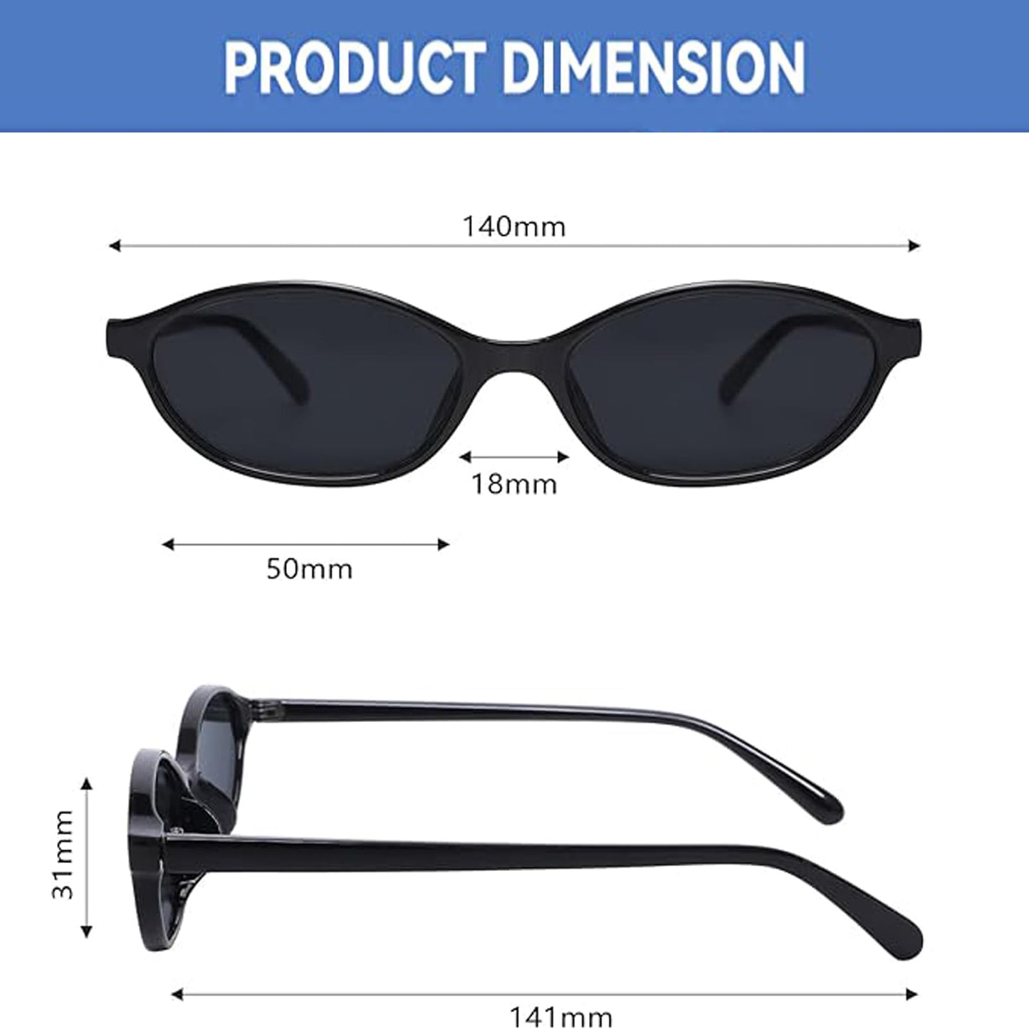 Awdchny Retro Ovale Sonnenbrille für Damen – Elegante Cat Eye 90er Sonnenbrille, Leichter schmaler Rahmen, Trendige UV-Schutz Sonnenbrille 8057 Schwarz+Braun+Schildpatt