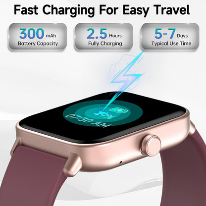 Smartwatch für Herren Damen (Anrufe entgegennehmen/tätigen), Alexa-Smartwatch kompatibel mit Android iOS, Fitness-Tracker mit Herzfrequenz-SpO2-Schlafmonitor, 1,8 Zoll HD DIY Zifferblatt Wasserdichte Uhr mit Bluetooth-Anruffunktion