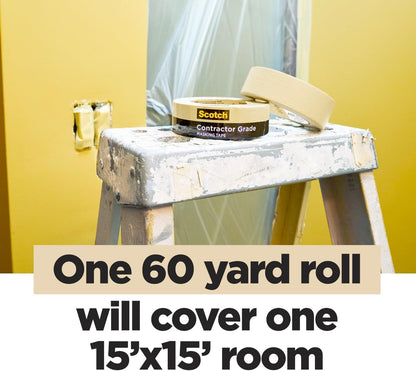 Scotch Contractor Grade Masking Tape, 0.94 inches by 60.1 yards (360 yards total), 2020, 6 Rolls