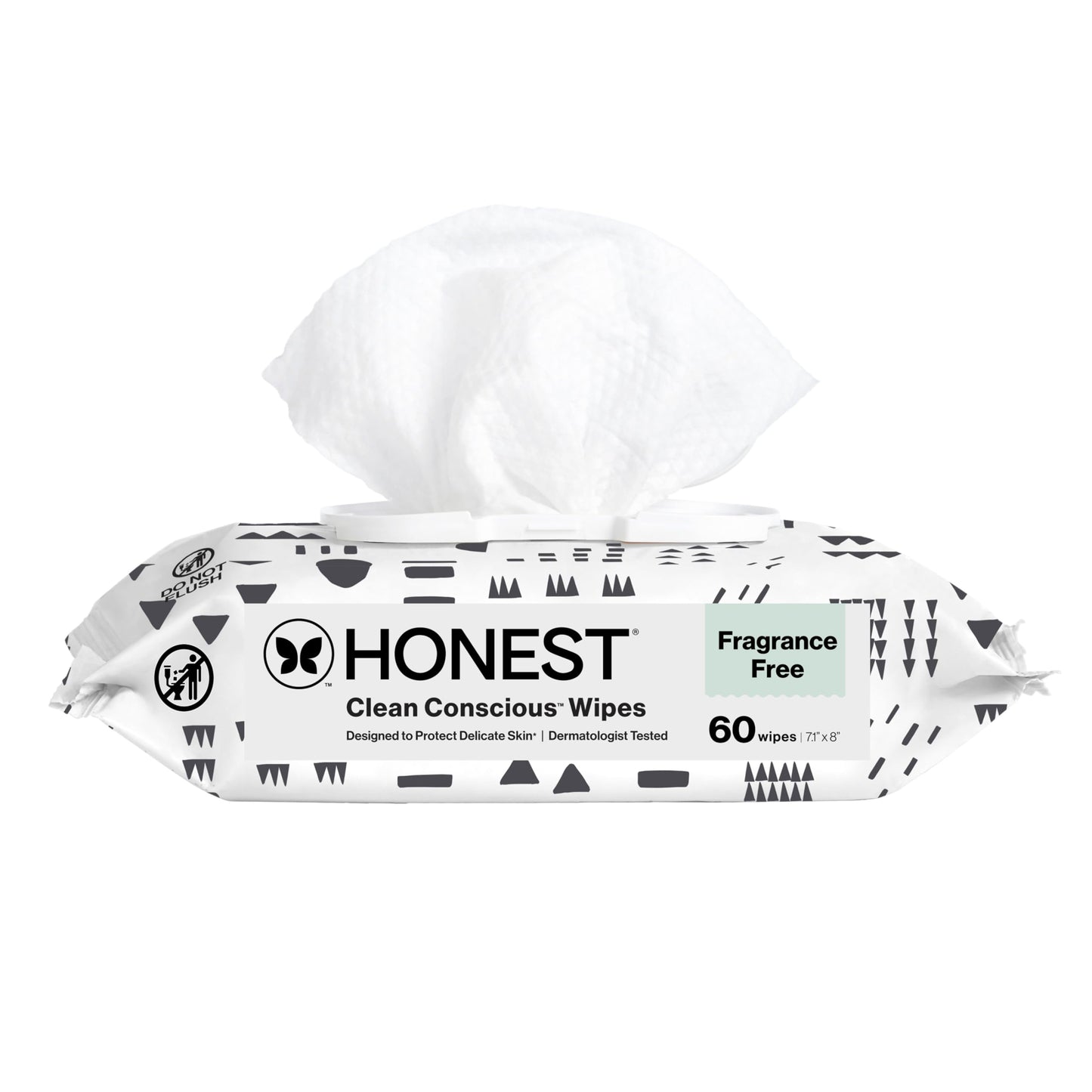 The Honest Company Clean Conscious Unscented Wipes | Over 99% Water, Compostable, Plant-Based, Baby Wipes | Hypoallergenic for Sensitive Skin, EWG Verified | Pattern Play, 576 Count
