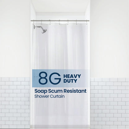 LiBa PEVA 8G Bathroom Shower Curtain Liner, 72" W x 72" H, Frosted, 8G Heavy Duty Waterproof Shower Curtain Liner