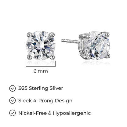 Amazon Essentials Sterling Silver Round Birthstone Stud Earrings