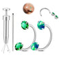 Opal Nose Ring Studs Horseshoe Nose Rings Hoops Stud 316L Stainless Steel Nose Rings Round CZ Square Screw L Shaped Nose Stud Hypoallergenic Nostril Piercing Jewelry for Women Men