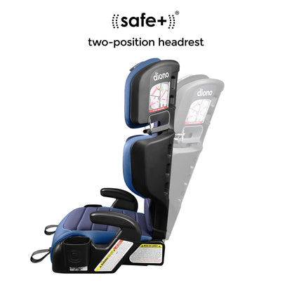 Diono Connect3 RXT 2-in-1 High Back Booster, Slim Fit 3-Across in Many Mid-Sized Sedans and SUVs, for Children from 40-120 lbs., Lightweight with Latch, Black Storm
