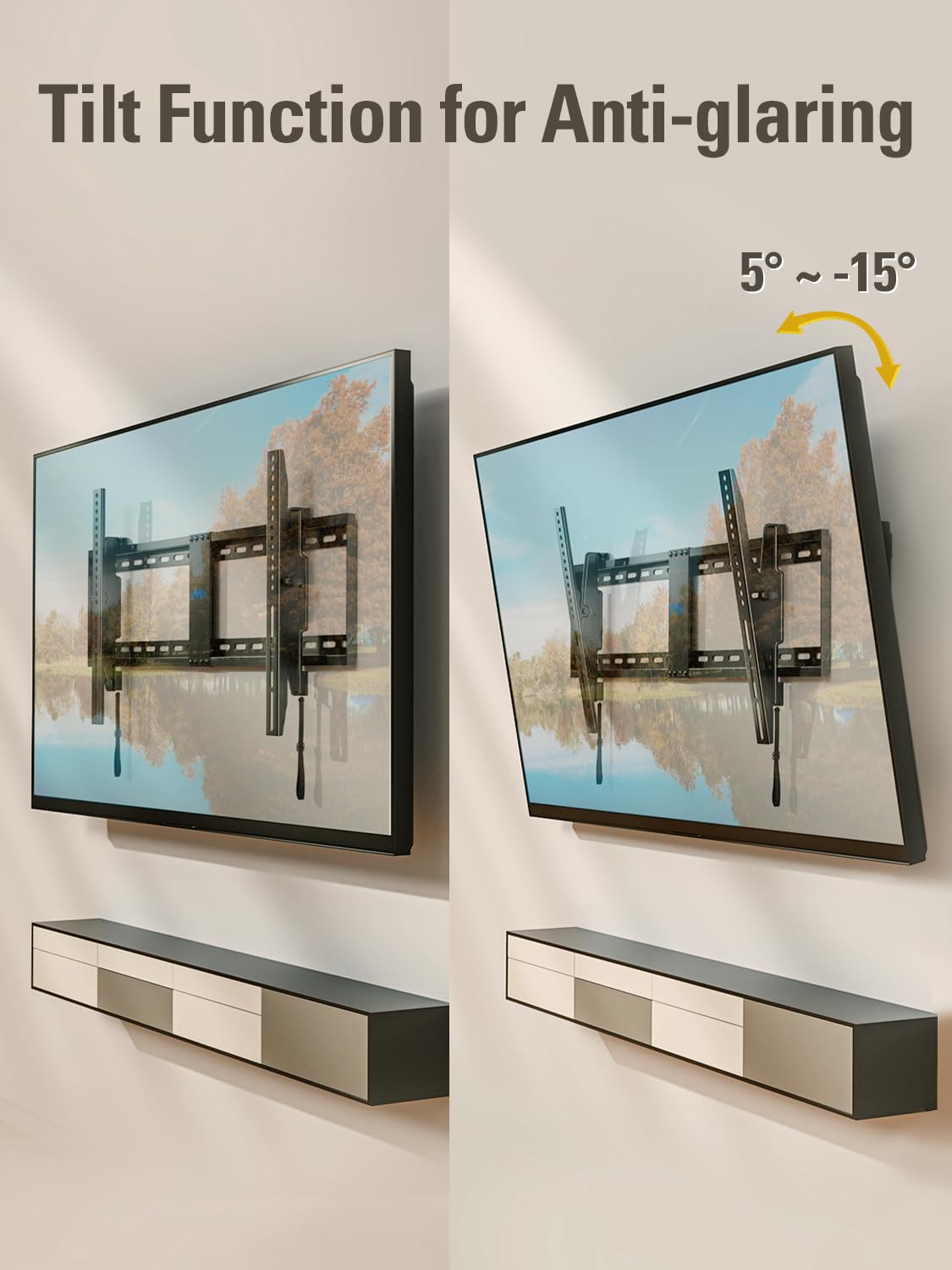 Mounting Dream TV-Wandhalterung für die meisten 37-75-Zoll-Fernseher, universelle neigbare TV-Halterung passend für 16", 18", 24" Ständer mit Tragkraft 132lbs, Max Vesa 600 x 400mm, flache TV-Wandhalterung mit niedrigem Profil