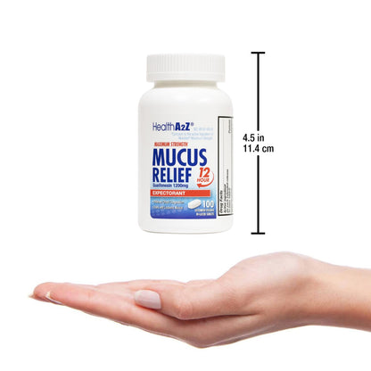 HealthA2Z® Mucus Relief | Guaifenesin 1200 mg | 100 Tablets | 12 Hour | Expectorant | Relieves Chest Congestion | Thins and Loosens Mucus (100 Tablets) (Pack of 2)