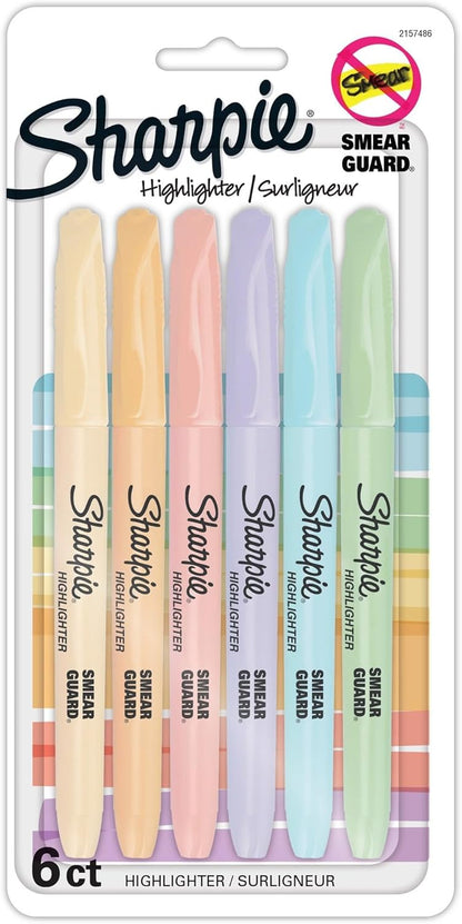 Sharpie Taschenmarker, schmale Keilspitze, milde Pastellfarben, 6 Stück