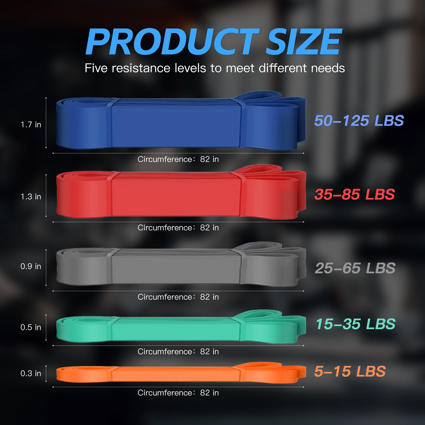 Pull Up Bands, Resistance Bands Set, Exercise Workout Bands for Men & Women, Ideal for Body Stretching, Physical Therapy and Muscle Training