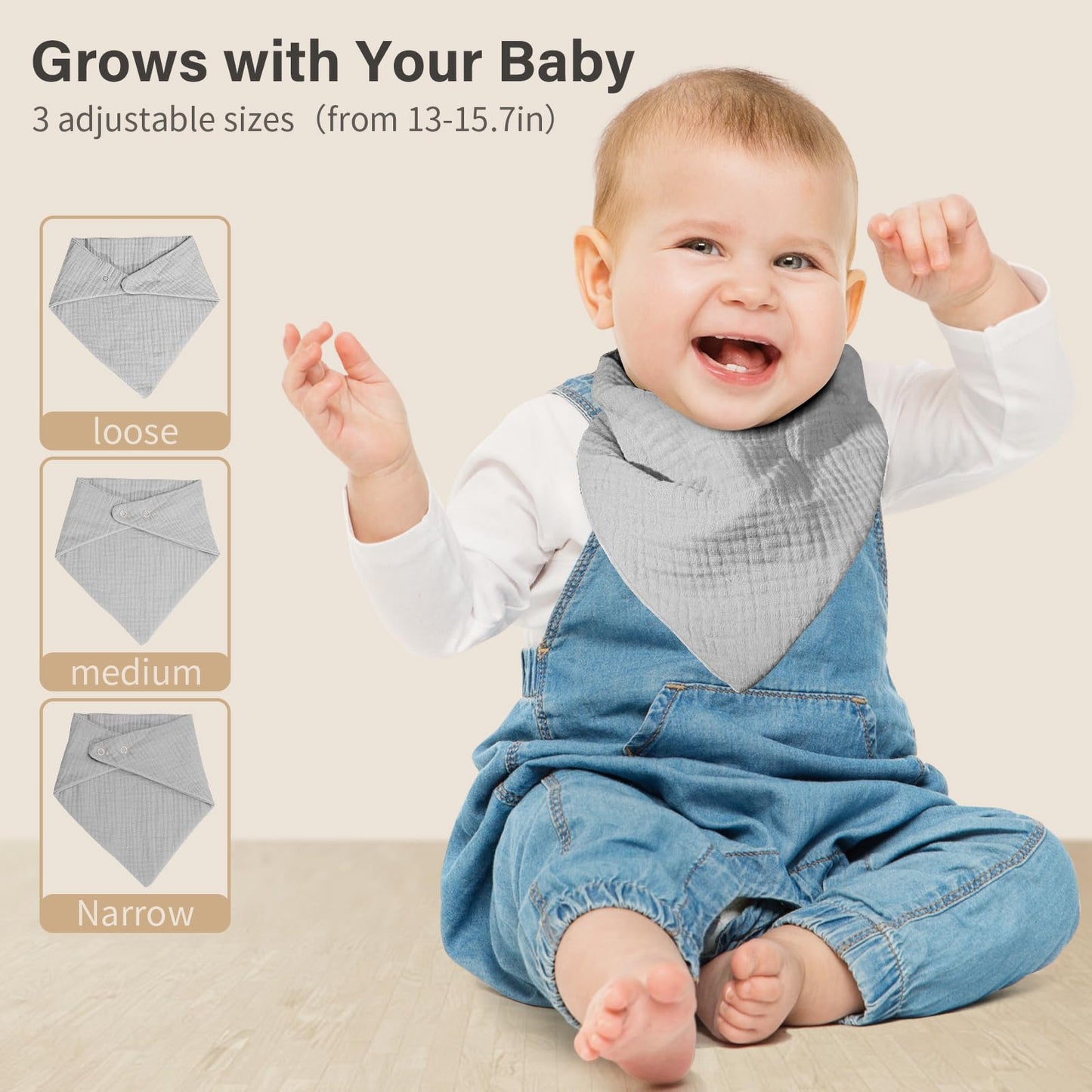 NISXABEBE Musselin-Baby-Lätzchen, 6er-Pack, Baby-Bandana-Spucktücher aus 100 % Baumwolle für Jungen und Mädchen, unifarbene Lätzchen für Spucken und Zahnen (Jungen)