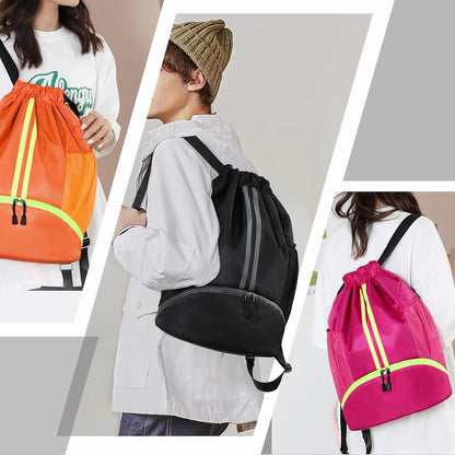 Hoedia Sports-Kordelzugrucksack – Schwimm-Turnbeutel mit Schuhfach und wasserdichter Tasche für Damen und Herren