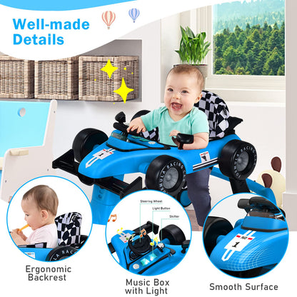 BABY JOY 4-in-1 Baby Walker, Foldable Activity Walker with Adjustable Height & Speed, Music, Lights, Anti-Rollover, Toddler Push Walker, Baby Walker with Wheels for Boys Girls 6-18 Months (Pink)