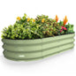 Kesfitt Raised Garden Bed, 5x2x1 FT Galvanized Steel Metal Raised Garden Bed, Oval Open-Bottom Design, 12-Inch Deep for Outdoor Vegetable & Herb Gardening, Fruit Green