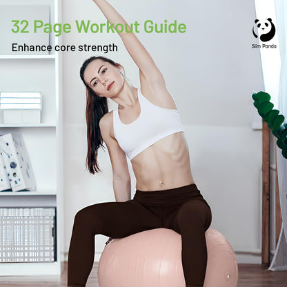 Slim Panda Gymnastikball für Fitness, Balance, Physiotherapie, rutschfester Geburtsball für Schwangerschaft, aufblasbarer Stabilitätsball mit Anleitung für Büro, Fitnessstudio