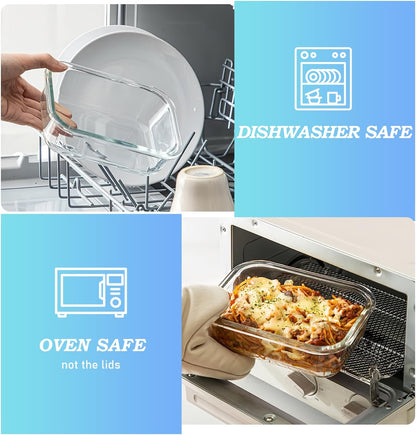 Pure Future 10-teiliges Set (5er-Pack, 1 l) Borosilikatglas-Lebensmittelbehälter mit verbesserten abnehmbaren Verschlussdeckeln – auslaufsichere Essenszubereitungs-Lunchboxen, ofen-/mikrowellengeeignet