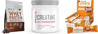 PhD Build Muscle Trio — Whey Choc + Creatine + Smart Bar Choc Peanut Butter