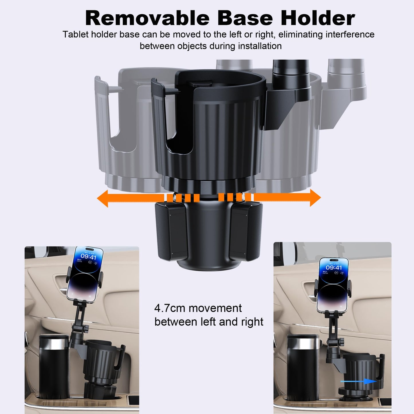 Getränkehalter-Handyhalterung, 2-in-1 Universal-Getränkehalter-Erweiterung mit langem Arm, 360° drehbarer Getränkehalter für das Auto, passend für alle 4–7 Zoll iPhone Galaxy Smartphones und die meisten LKW-Flaschen