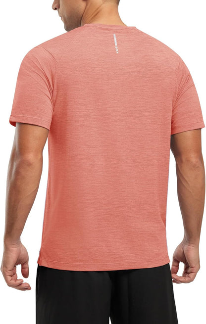 Rdruko Herren Kurzarm Trainingsshirts – Trockene Passform – Feuchtigkeitstransportierend – Für Laufen, Fitnessstudio, aktiven Sport