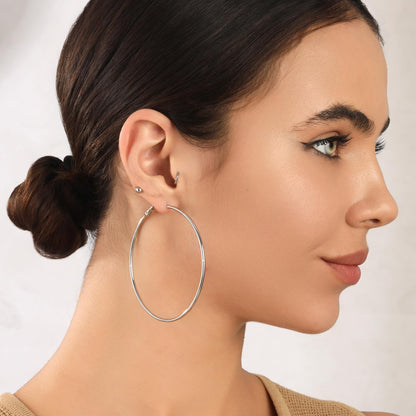 Große Gold Creolen für Frauen, Hypoallergene Dünne Gold Creolen, Sterling Silber Creolen für Damen, Extra Große, Mittelgroße, Große Creolen