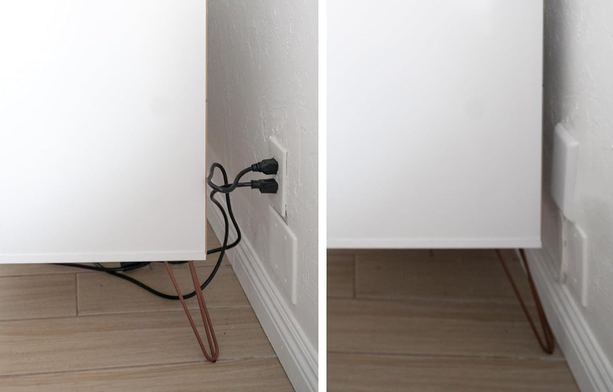 Sleek Socket Original & Patented Ultra-Thin Outlet Concealer with Cord Concealer Kit, 3-Foot Flat Extension Cord with 3 Outlets Power Strip, Safety Certified, Ideal for Kitchens and Behind Furniture