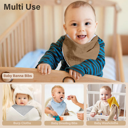 NISXABEBE Musselin-Baby-Lätzchen, 6er-Pack, Baby-Bandana-Spucktücher aus 100 % Baumwolle für Jungen und Mädchen, unifarbene Lätzchen für Spucken und Zahnen (Jungen)