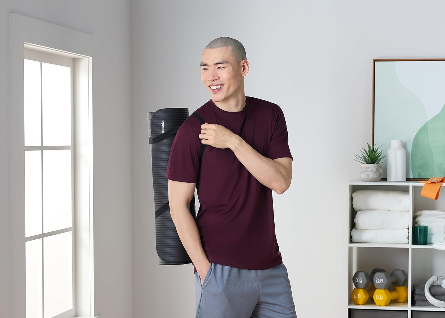 Amazon Basics Dicke Übungs-Yogamatte mit Tragegurt