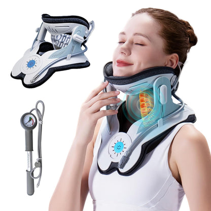 ALPHAY Cervical Traction Device, Neck Stretcher for Cervical Pain Relief, Air Pump Neck Brace with 3 Power Traction and 8 Airbag Support, Neck Decompression and Neck Tension Relief