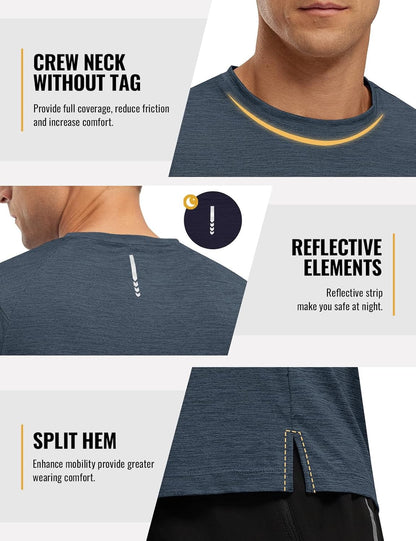 Rdruko Herren Kurzarm Trainingsshirts – Trockene Passform – Feuchtigkeitstransportierend – Für Laufen, Fitnessstudio, aktiven Sport