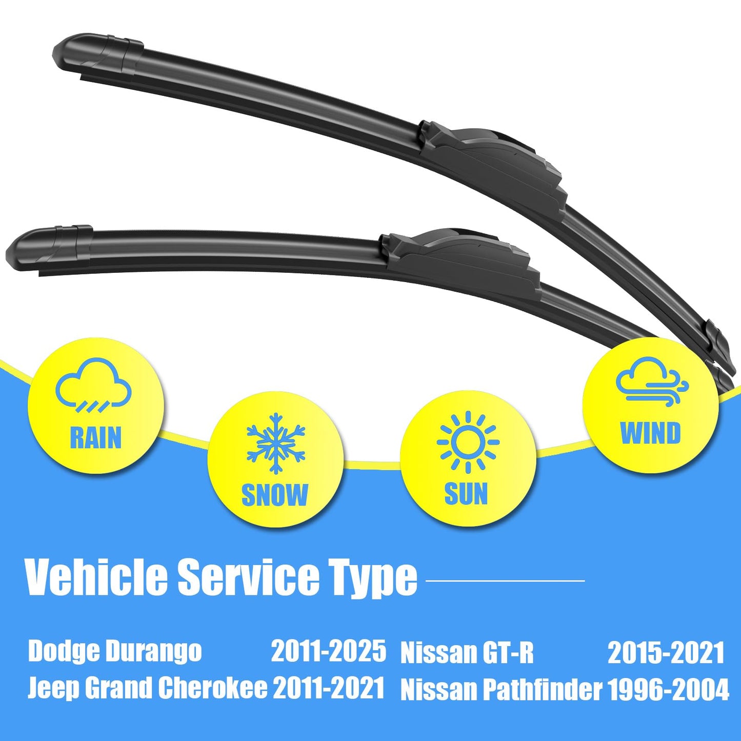 Gavimnal® 20"+20" Silicone Wiper Blades Replacement For Ford Explorer 2005-2010,F-150 1999-2007,All-Season Front Windshield Wiper Blades(Set of 2)