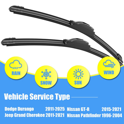 Gavimnal® 20"+20" Silicone Wiper Blades Replacement For Ford Explorer 2005-2010,F-150 1999-2007,All-Season Front Windshield Wiper Blades(Set of 2)