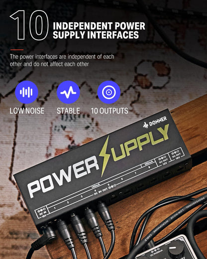 Donner DP-1 Guitar Power Supply, 10 Isolated DC Outputs