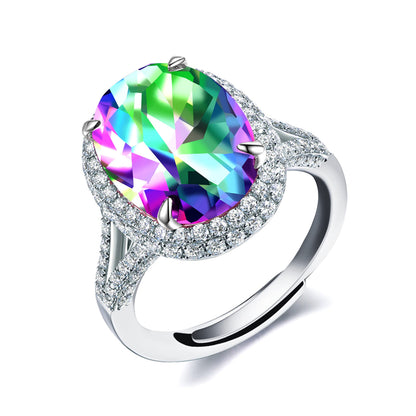 Created Sapphire Blue Cubic Zirconia Wedding Rings for Women, Open Size, Engagement Statement Jewelry Y664