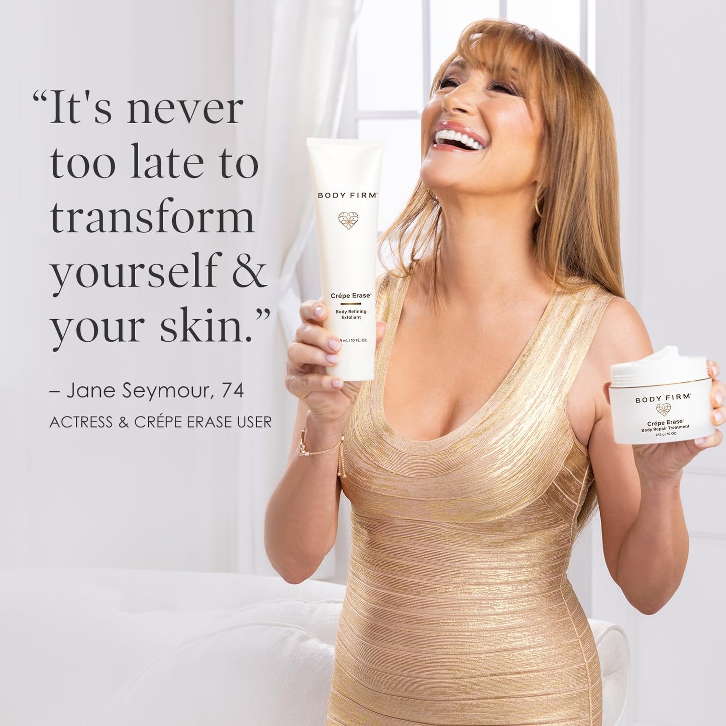 BODY FIRM Crepe Erase 2-Step Treatment, Anti-Aging Skin Care, Firming Moisturizer Cream + Body Exfoliating Pre-Treatment, Supports Wrinkle, Crepe Skin, Collagen