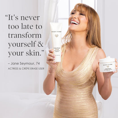 BODY FIRM Crepe Erase 2-Step Treatment, Anti-Aging Skin Care, Firming Moisturizer Cream + Body Exfoliating Pre-Treatment, Supports Wrinkle, Crepe Skin, Collagen