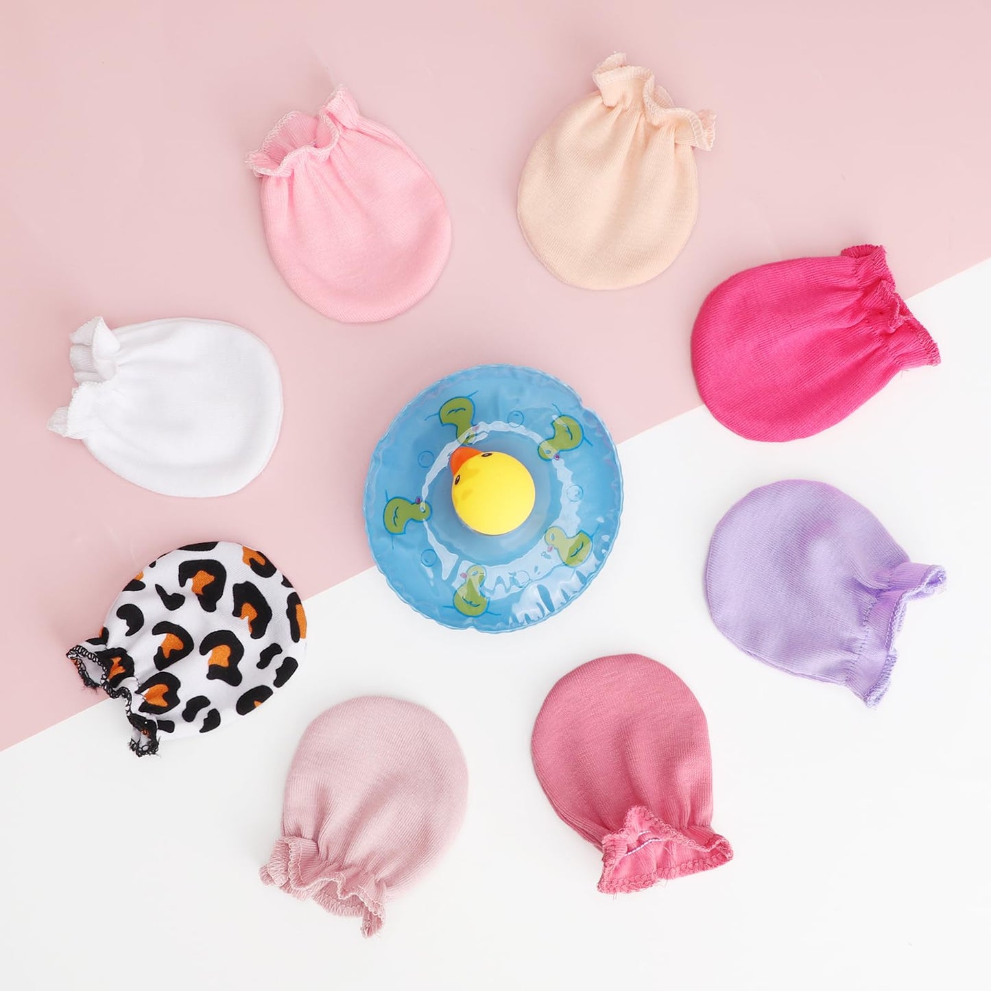 BQUBO Baby Fäustlinge Kratzschutz Handschuhe aus Baumwolle mit elastischem Bündchen Hypoallergen für Neugeborene und Babys von 0-6 Monaten Jungen und Mädchen
