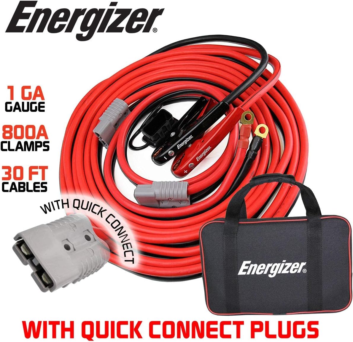 Energizer Überbrückungskabel für Autobatterien, Hochleistungs-Starthilfekabel für leere oder schwache Batterien, inklusive Tragetasche (4,88 m (6 Gauge))