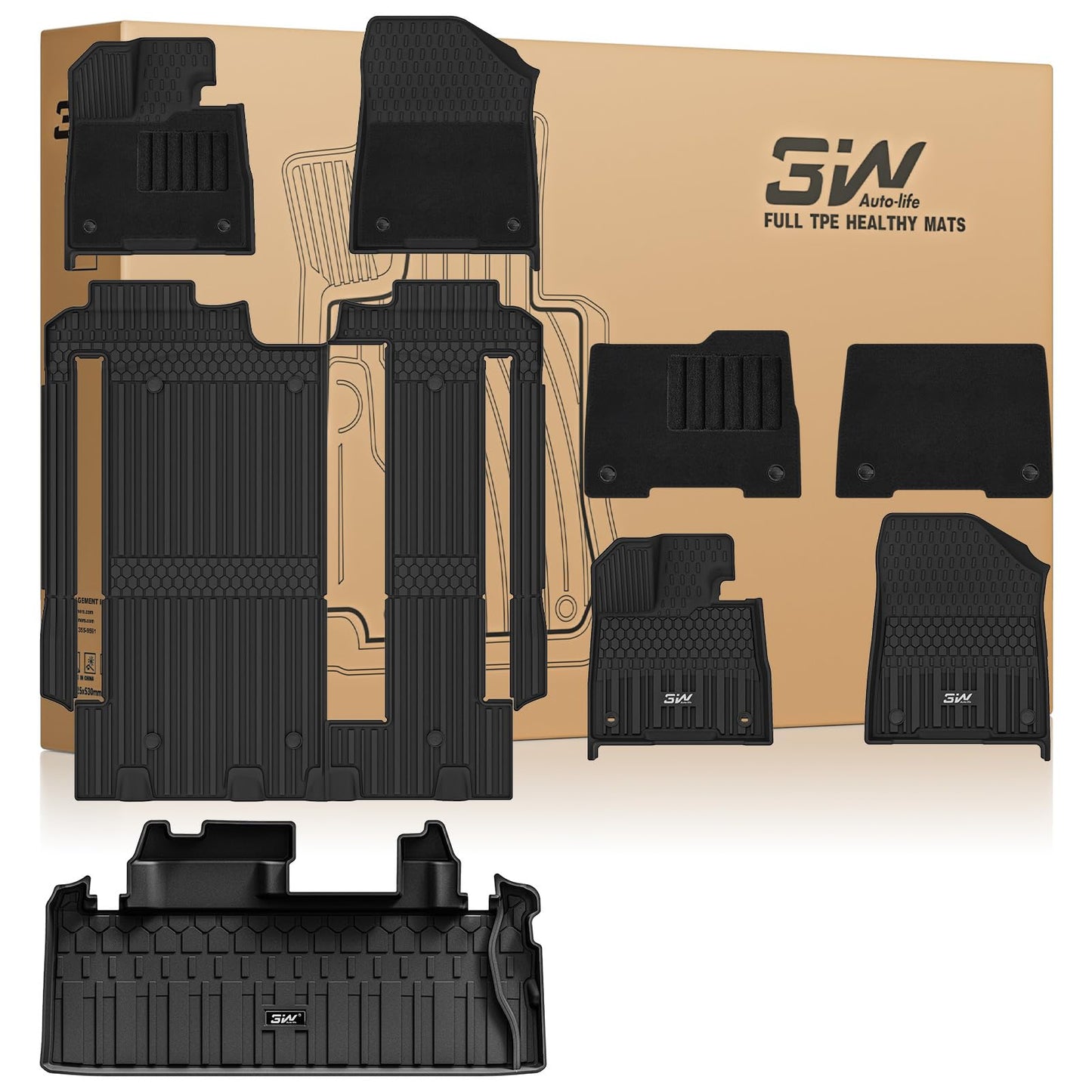 3W Floor Mats for Toyota Tacoma 2024 2025 2026 Double Cab Auto Tran(Not Fit Hybrid & XtraCab), TPE All Weather Custom Fit Floor Liner for Tacoma TRD/SR/SR5/limited Car Liners.