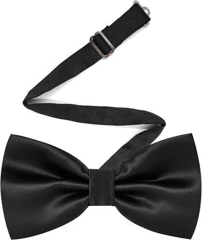 Adjustable Men Bowtie Solid Color Double Fold Pre-Tied Bow Tie for Dinners, Weddings, Parties, Business, Proms