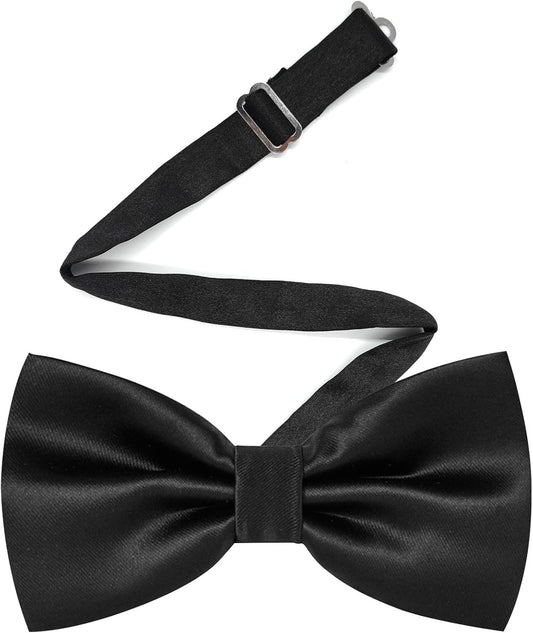Adjustable Men Bowtie Solid Color Double Fold Pre-Tied Bow Tie for Dinners, Weddings, Parties, Business, Proms