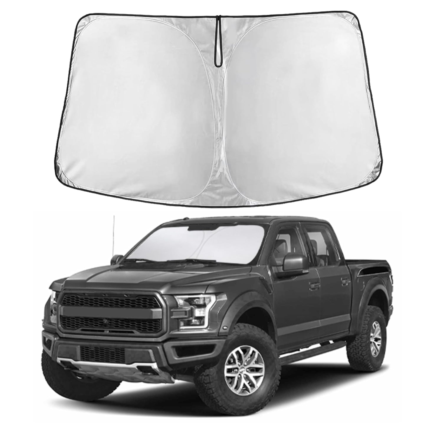 EcoNour Car Windshield Sunshade | Blocks 99% Heat & Keeps Interior Cool | Universal Fits Cars, SUVs, Trucks | Automotive Sun Screen, Visor & Car Accessories for Summer | Medium (64x32 Inches)