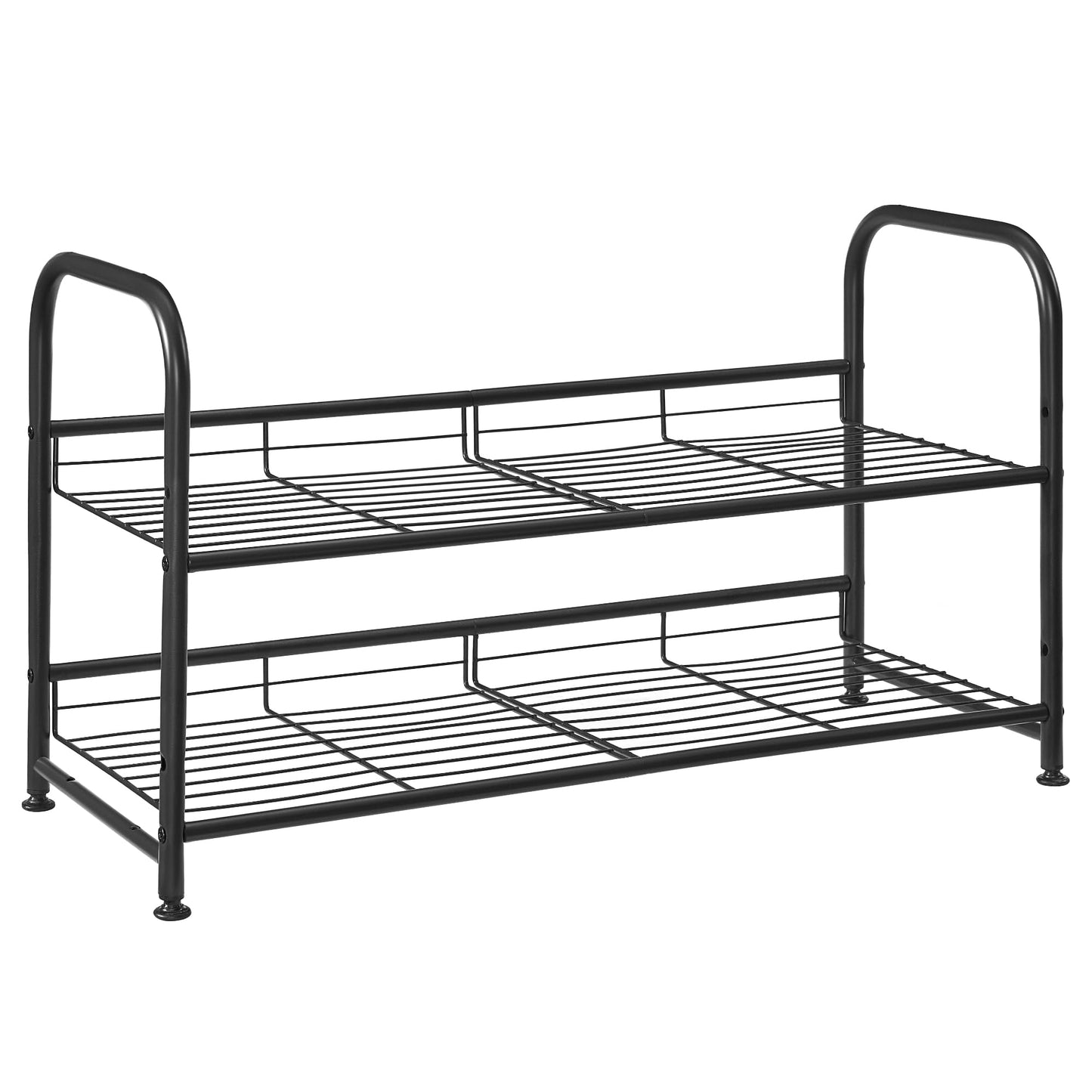SONGMICS Stackable Shoe Rack, 4 Tier Metal Shoes Rack Storage Shelf, Holds up to 16 Pairs Shoes, Adjustable Slanted Shelves Tower Organizer for Closet Entryway Small Spaces, Bronze