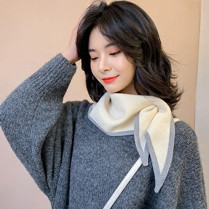 Dreieckstücher für Damen Halstuch für Damen Gekreuztes Tuch für Damen Koreanische Version Gestrickter Wollkragen