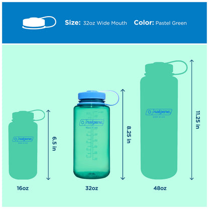 Nalgene 32 oz Wide Mouth Water Bottle | BPA-Free, Durable & Leak Proof, Lightweight Bottle for Hiking & Gym, Work & Travel