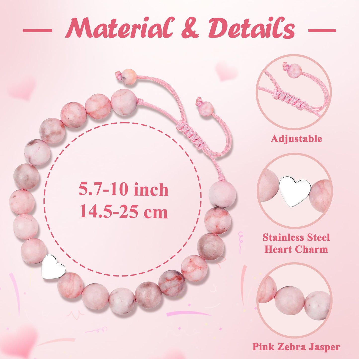 Sereney 5 Jahre altes Mädchen Geburtstagsgeschenkideen, verstellbares rosa-weißes Perlenarmband als Fünf-Jahres-5-Jahre-altes 5. Geburtstagsgeschenk für Teenager-Mädchen, Tochter, Nichte, Enkelin