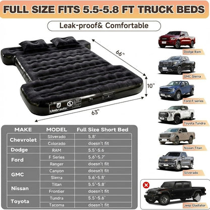 Umbrauto Car Air Mattress Backseat| Inflatable Truck Back Seat Camping Airbed for SUV Rear Seat, Blow Up Sleeping Travel Bed for Van Trunk with Pump & Pillows