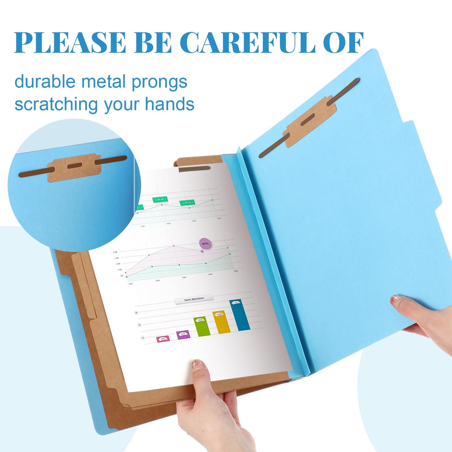 Skyygemm 60 Pcs Classification Folders Letter Size, 3 Divider Pressboard File Folder with Fasteners, Expanding File Organizer Bulk for Documents, Projects, Reports, School Teacher, Office (Orange)