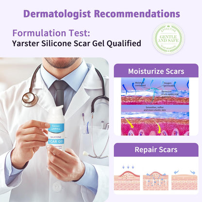 Medical Grade Silicone Scar Gel - Advanced Scar Removal Cream & Scar Treatment for Surgical, C-Section, Hypertrophic & Acne Scars - 1.7oz