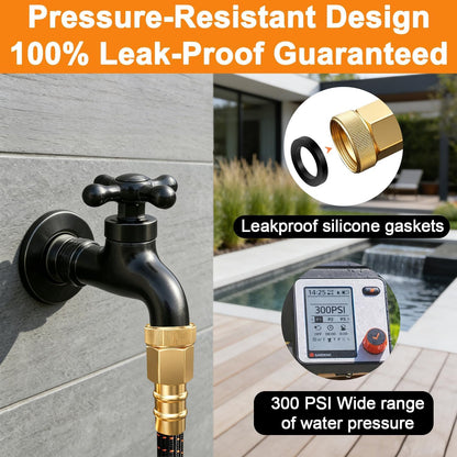 50FT Flexible Garden Hose & 10Modes Nozzle,None Expanding Lightweight Water Hose,Kink-Free,All-Weather 3/4 in. Hose for RV,Boat,Car Wash,Garden,Yard,Camper,Outdoor (Orange-Black, 50 Feet)