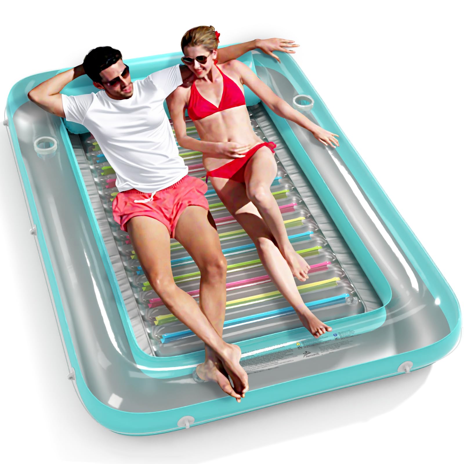 Jasonwell 4 in 1 Inflatable Tanning Pool Lounger Float - Sunbathing Lounge Floatie Raft Toys, Water Filled Tanning Bed Mat Pad Blow Up Kiddie Pool with Ball Pit for Adult, Kids (L)
