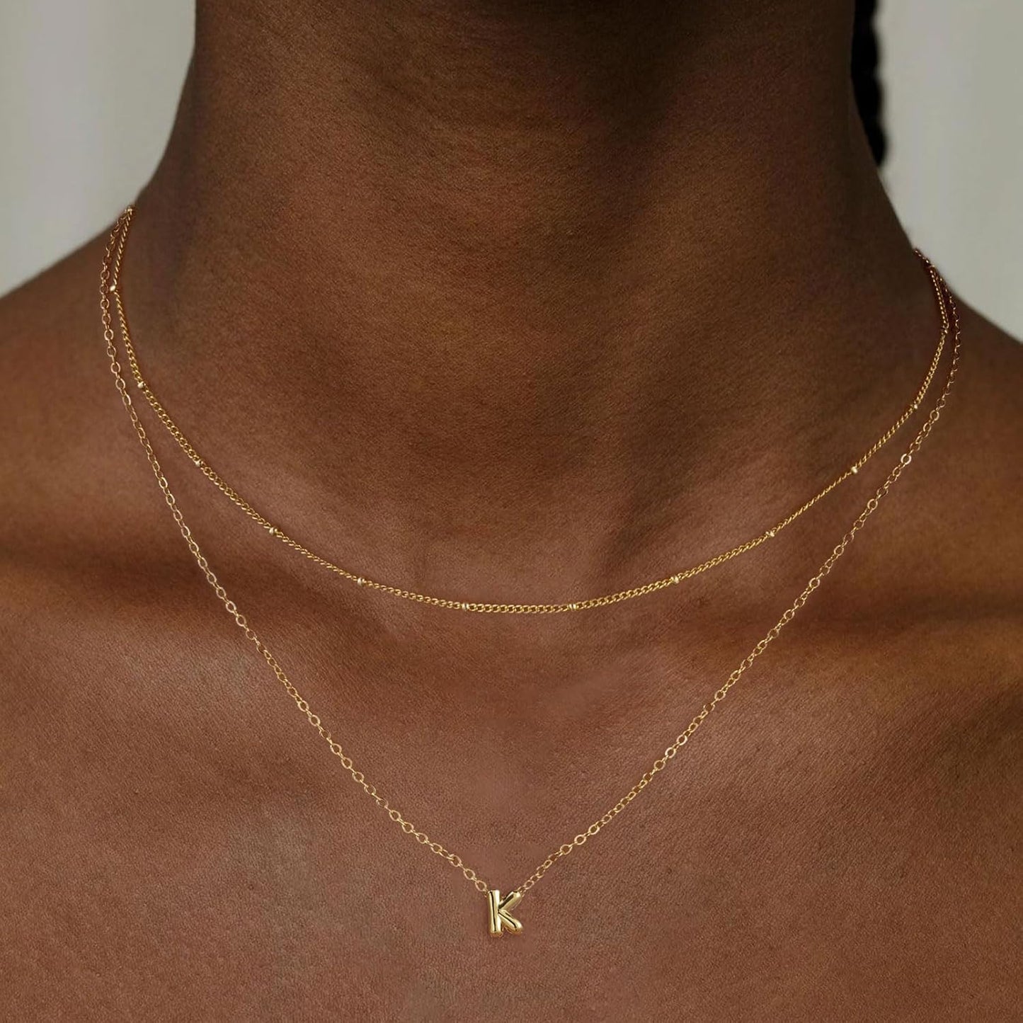 Thaivor Osterkorb-Füller – Initialen-Halsketten für Frauen, 14K vergoldete Bubble Letter Halskette, geschichtete zierliche süße Choker-Anhänger, Stapel-Schmuck, Mode-Accessoires, Teenager-Trendgeschenk